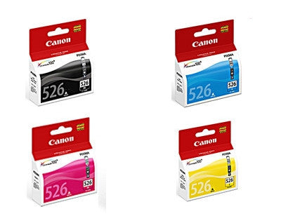 Canon CLI526BK, C, M & Y genuine printer cartridges