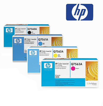 HP 3000 Genuine B,C,M,Y Bundle Genuine Toner Cartridges