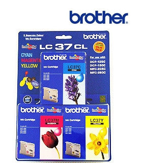 Brother LC37 Genuine 3 Pak of Cyan Magenta, & Yellow Ink Cartridges