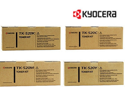 Kyocera TK-520 Genuine B,C,M,Y Bundle Laser Cartridges