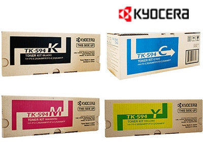 Kyocera TK-594 Genuine B,C,M,Y Bundle Laser Cartridges