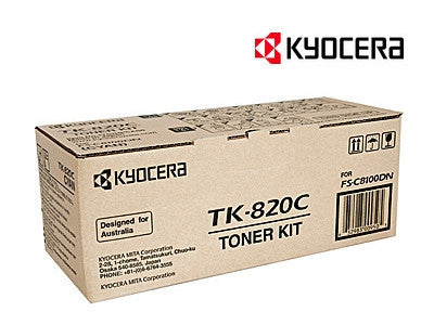 Kyocera TK-820C Genuine Cyan Toner Cartridge