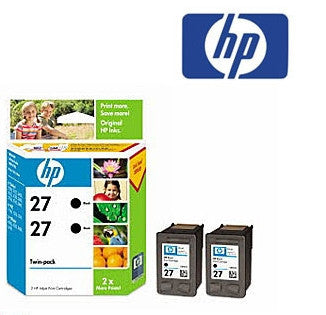 HP CC621AA (HP 27) Genuine Black Ink Cartridge Twin Pack
