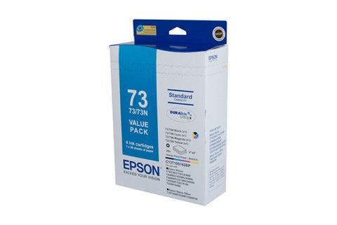 Epson 73N Ink Value Pack 4 inks and 20 sheets 4" x 6" photo paper