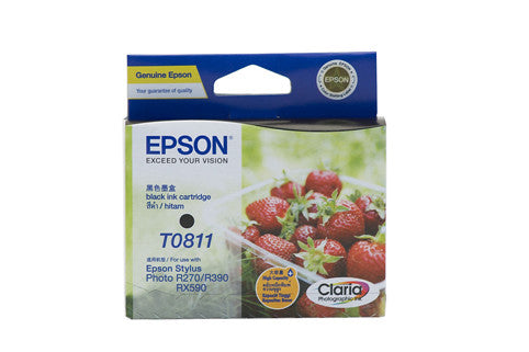 Epson T1111 (81N) Black Ink Cartridge (replaces T0811) - 480 pages
