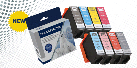 Epson ET312 BCMYLCLMGR Bundle (8) Ink Cartridges Compatible