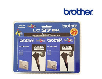 Brother LC37 Genuine Black Ink Cartridge Twin Pack