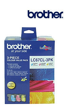 Brother LC67C Genuine Cyan, Magenta, Yellow 3 pack  Ink Cartridges