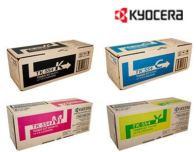 Kyocera TK-554 B,C,M,Y Bundle Genuine Toner Cartridges