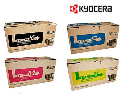 Kyocera TK-574 Genuine B,C,M,Y Bundle Toner Cartridges