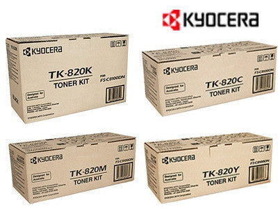 Kyocera TK-820 Genuine B,C,M,Y BundleToner Cartridges