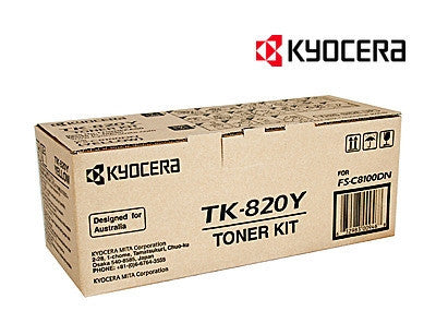 Kyocera TK-820Y Genuine Yellow Toner Cartridge